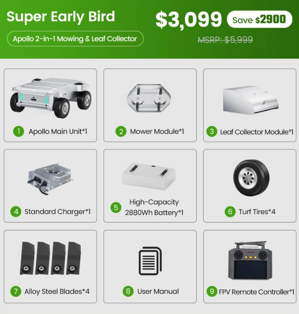 Apollo 2-in-1 Mowing & Leaf Collector-Super Early Bird