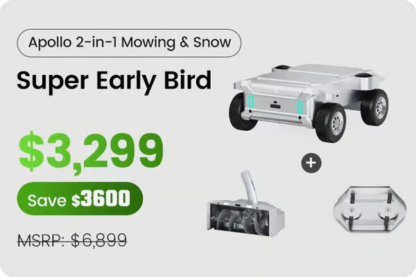 Apollo 2-in-1 Mowing & Snow-Super Early Bird
